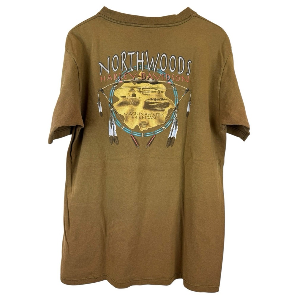 Vintage Harley-Davidson Northwoods Men's T-Shirt L Mackinaw City MI Made in USA - Picture 6 of 10